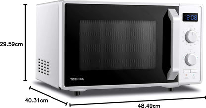 MW2-AG23P(WH) 3-En-1 Four À Micro-Ondes Avec Gril 1050 W Et Cuisson Combinée, 23 L, Plaque Tournante Avec Mémoire De Position, Minuteur, Lumières LED Intégrées, 900 W, Blanc