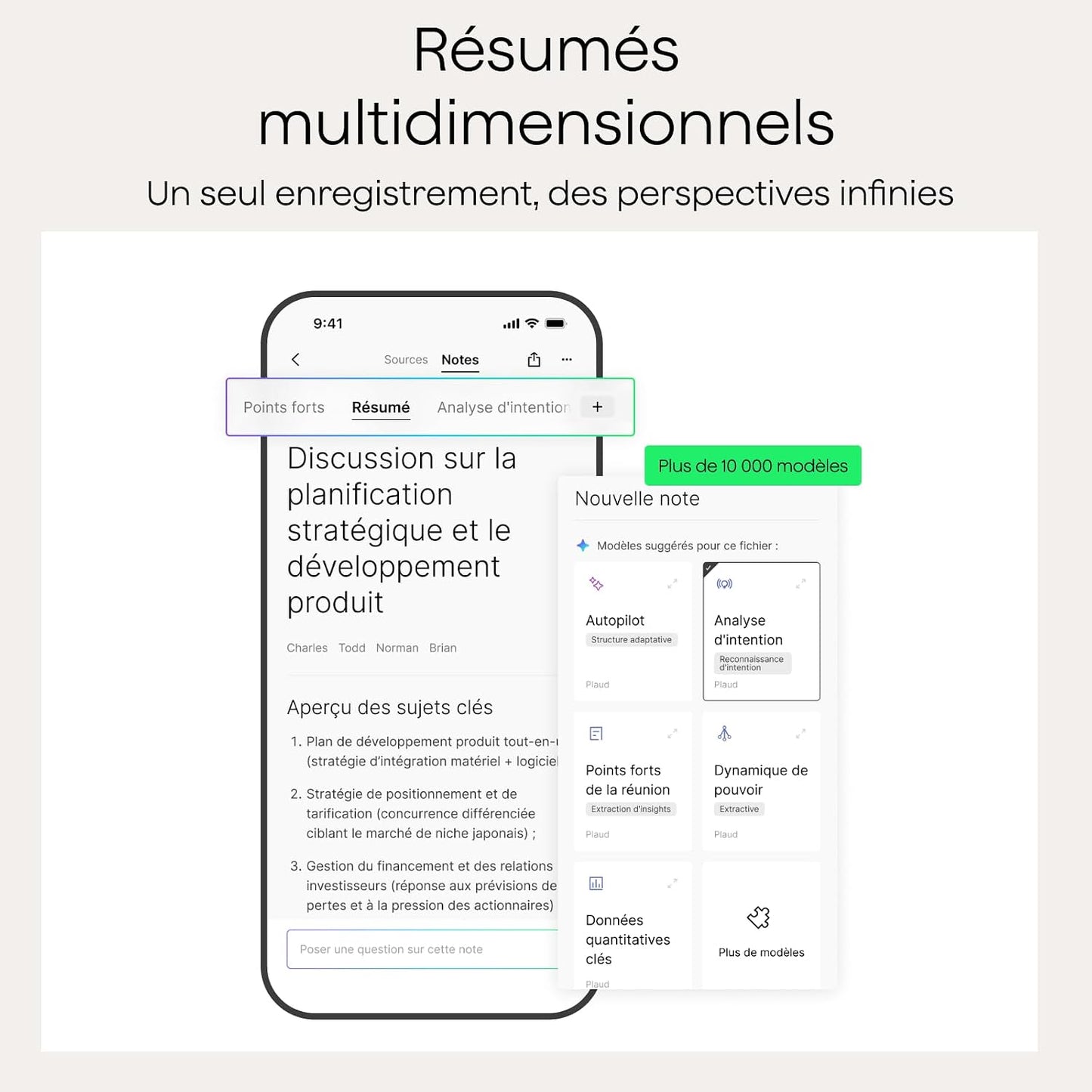 Note Pro Enregistreur Vocal IA Dictaphone Avec Transcription Noir | RéSumé IA Saisie Multimodale Jusqu’À 50H D’Enregistrement Teams ConçU Pour ConféRences RéUnions Appels ÉTui Inclus