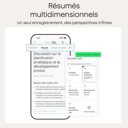 Note Pro Enregistreur Vocal IA Dictaphone Avec Transcription Argent | RéSumé IA Saisie Multimodale Jusqu’À 50H D’Enregistrement Teams ConçU Pour ConféRences RéUnions Appels ÉTui Inclus