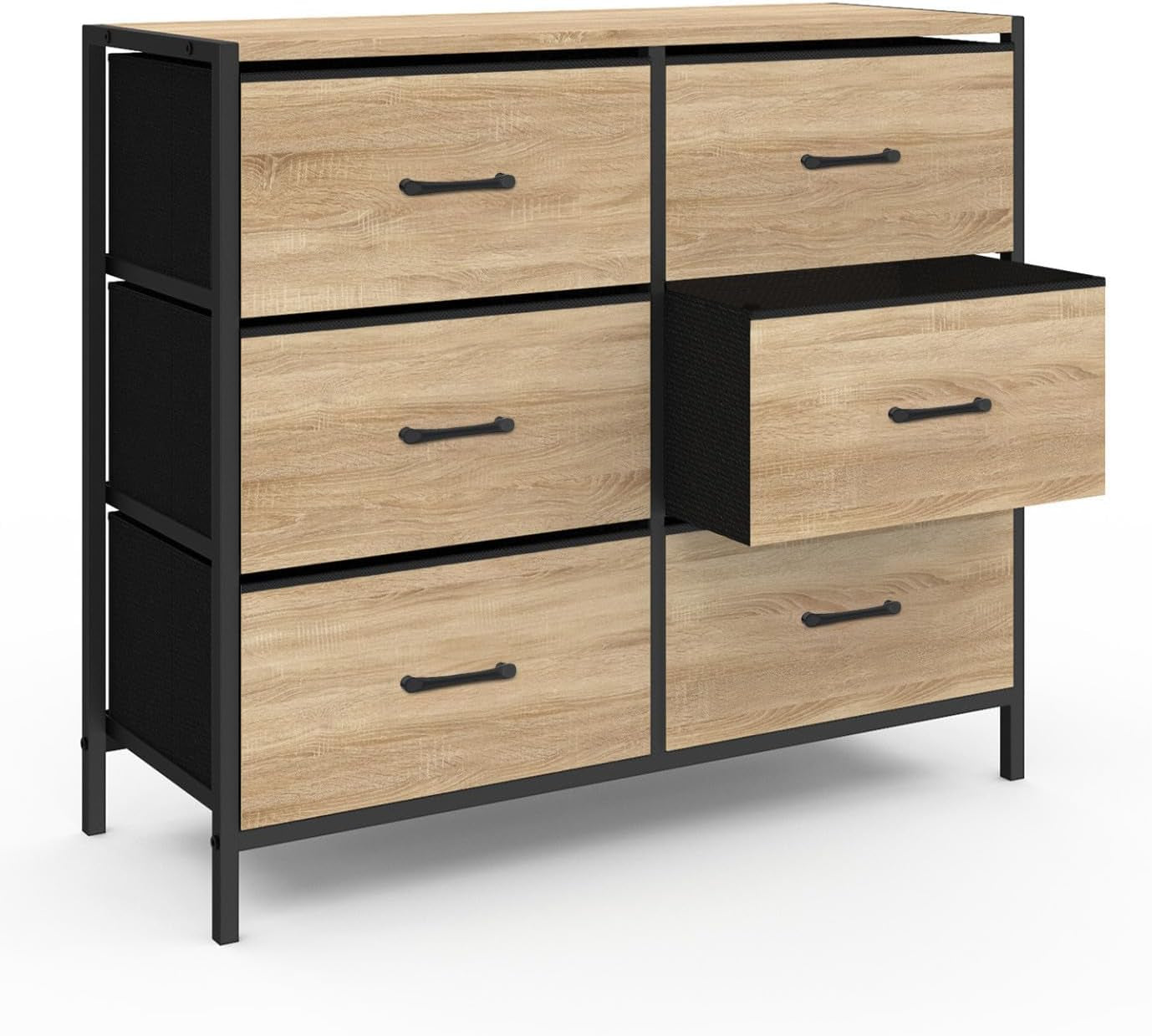 - Commode 6 Tiroirs En Tissu Utah 80 Cm Meuble De Rangement Design Industriel