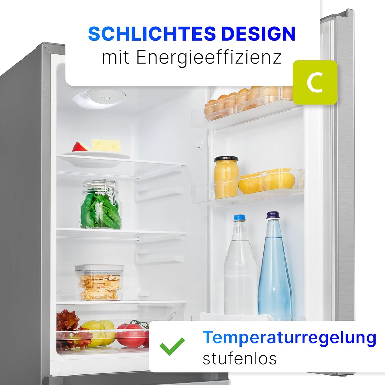 Bomann, Réfrigérateur/Congélateur, 49,5Cm De Large, 175 L, Eclairage LED, KG7352, Inox