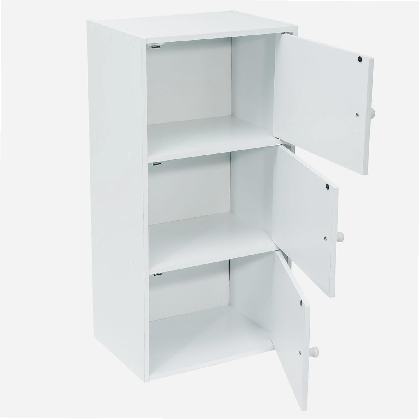 Meuble Blanc À Portes - 3 Portes - Panneaux De Bois MDF - 80 X 40 X 29 Cm - Livré En Kit Avec Plan De Montage - Pou
