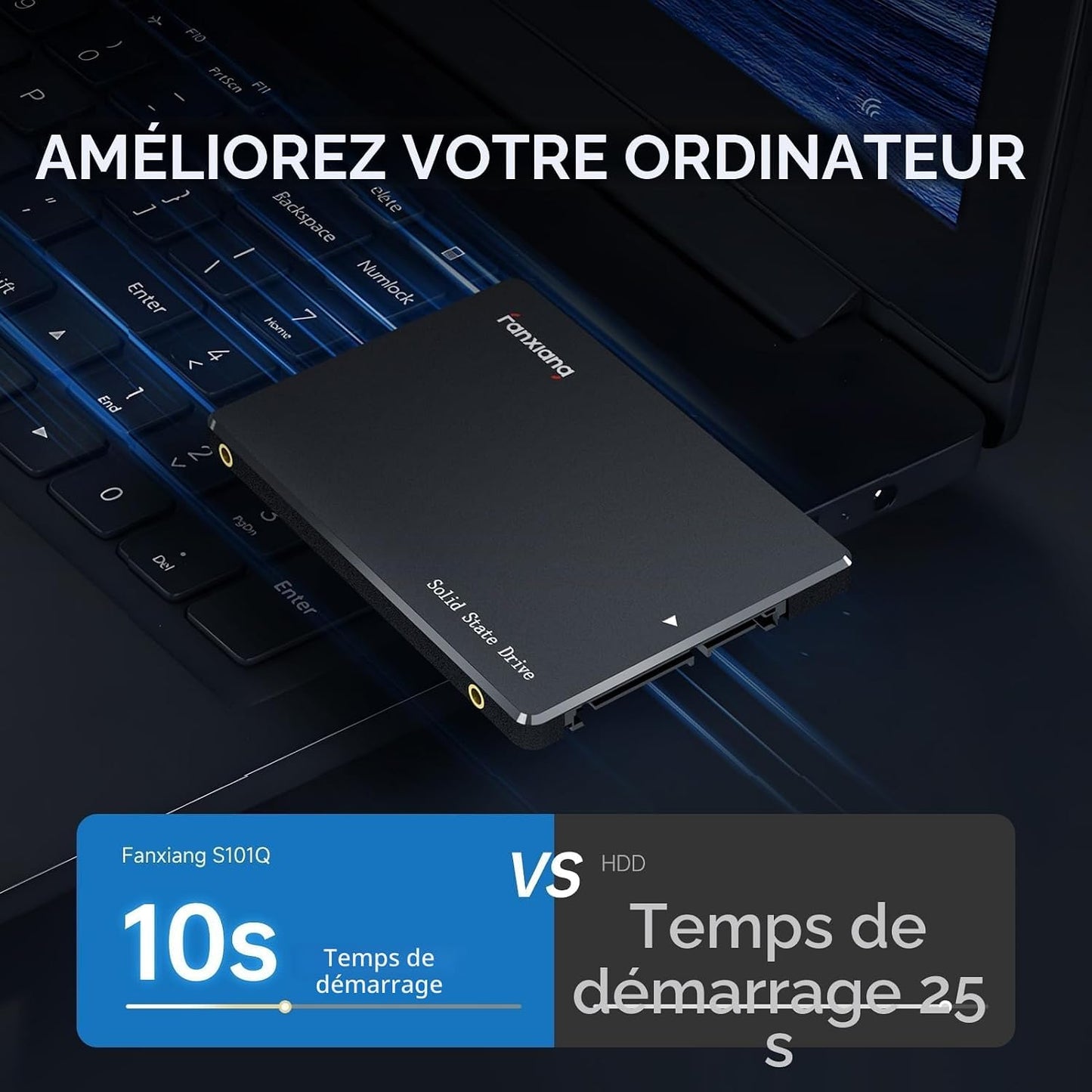 512Go SSD SATA III 6Go/S, SSD 2.5" 560Mo/S En Lecture, 3D NAND Disque SSD Interne Compatible Avec Ordinateurs Portables Et Ordinateurs De Bureau(S101Q)