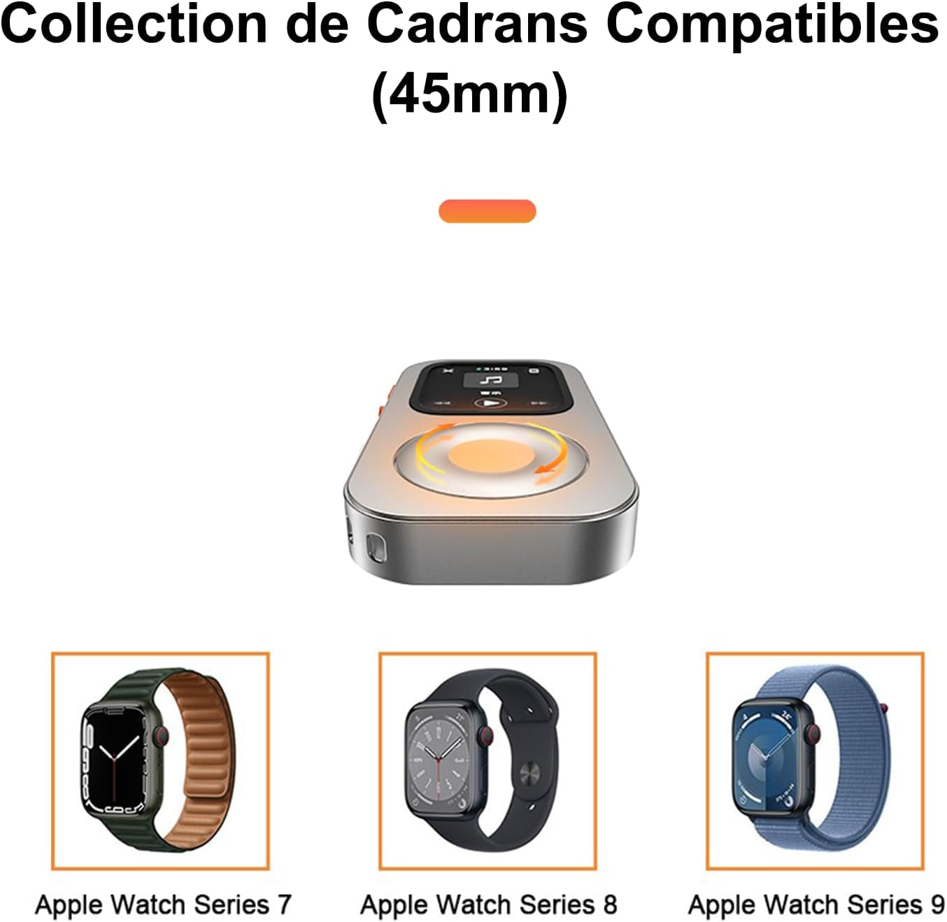 Coque De Protection En Alliage D'Aluminium Style Rétro Ipod Pour Apple Watch Series 7/8/9, Avec Molette De Clic, Kit Music Player Compatible Avec Airpods, Pour Iwatch 45 Mm