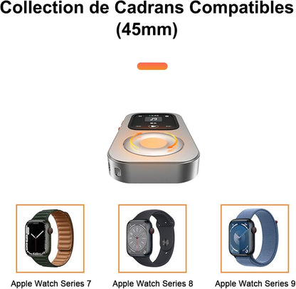 Coque De Protection En Alliage D'Aluminium Style Rétro Ipod Pour Apple Watch Series 7/8/9, Avec Molette De Clic, Kit Music Player Compatible Avec Airpods, Pour Iwatch 45 Mm