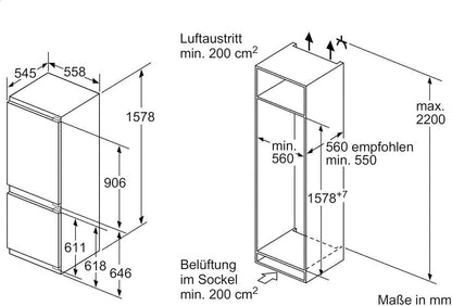 KI77SAD40 Iq500 Réfrigérateur/A+++ / 157,8 Cm De Hauteur / 140 Kwh/An/Réfrigérateur 164 L/Congélateur 61 L/Boîte Hydrofresh Avec Régulation De L'Humidité/Charnière Plate
