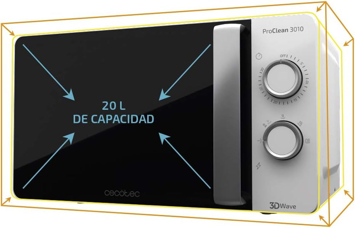 Micro-Ondes Proclean 3010. Capacité De 20 L, Revêtement Ready2Clean, 700 W De Puissance, 6 Niveaux De Fonctionnement, Minuterie 30 Minutes, Mode Décongeler, Finition En Blanc.