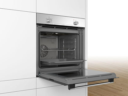 HBA530BR1 Série 2 Four Encastrable/A / 71 L/Acier Inoxydable/Porte Rabattable/Bouton Rotatif / 5 Types De Chauffage/Ecoclean Direct / 3D Air Chaud