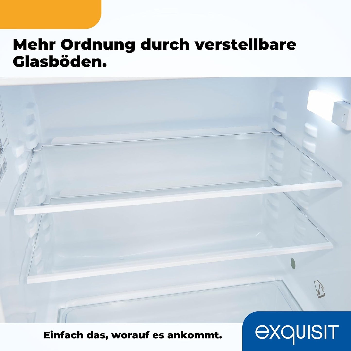 Exquisit UKS140-V-FE-010E Unterbau Kühlschrank, Nischenhöhe 82,5 Cm, 60 Cm Breit, 138L, Festtürmontage, Abtauvorgang Automatisch, Eierablagen, Temperatureinstellung, Weiß