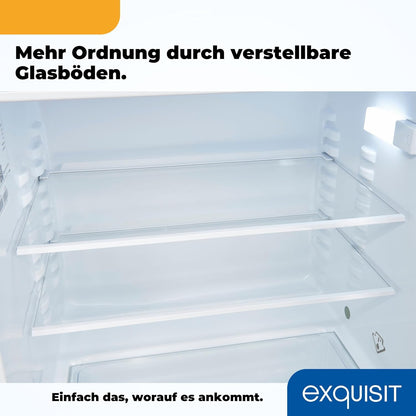 Exquisit UKS140-V-FE-010E Unterbau Kühlschrank, Nischenhöhe 82,5 Cm, 60 Cm Breit, 138L, Festtürmontage, Abtauvorgang Automatisch, Eierablagen, Temperatureinstellung, Weiß