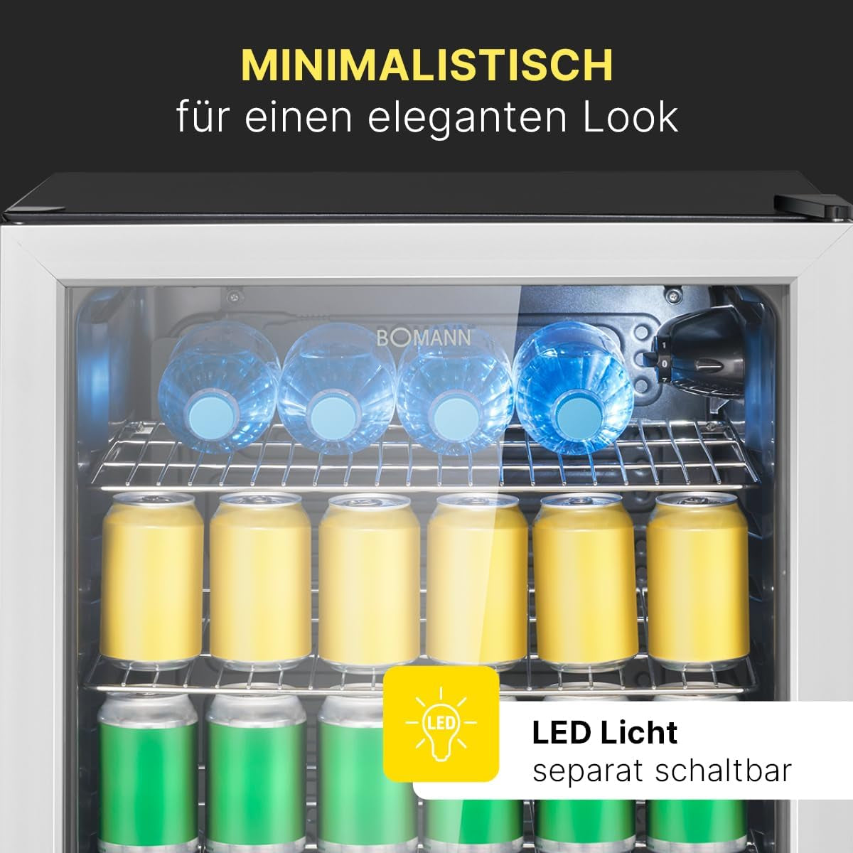 Bomann, Réfrigérateur Pour Boissons 115L, Eclairage Intérieur LED, KSG7288, Noir