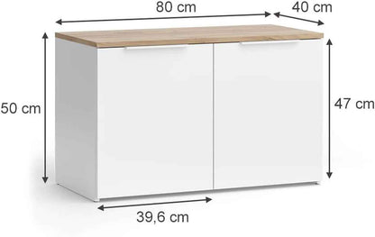 Meuble-Paroi Wido Blanc/Sonoma | 2 Pièces, Pour Le Rangement Et La Présentation D’Appareils Multimédias