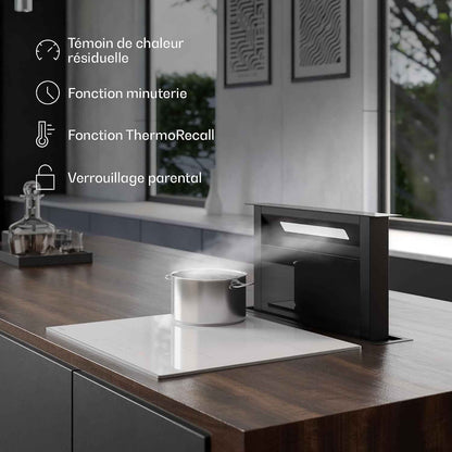 Klarstein Velaire Plaque Induction 60Cm - 4 Zones, 7000W Boost, Curseur Tactile, Minuterie, Sécurité Enfants, Vitrocéramique, Plaque Cuisson Induction Encastrable, Design Minimaliste, Blanc