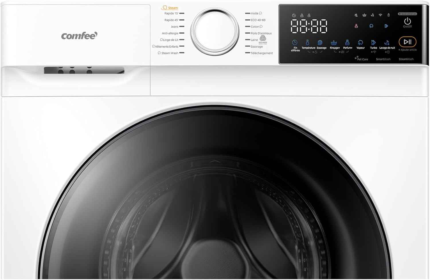 ' Machine a Laver 10KG Classe A-30% 1400RPM Smart Wash CF10EWP07W | App Commande Intelligente, Healthguard, Steam Wash, Laine, Poils D'Animaux, Turbo, Rapide 15'/45', Lavage De Nuit, Parfum+