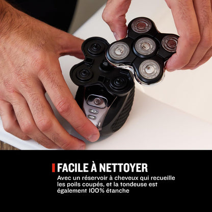 Rasoir Électrique [Spécial Tête Rasée/Chauve] RX5 Ultimate (Ultra Rapide & Facile, 5 Têtes Rotatives Flexibles, Résultat Précis, Utilisation Sans Fil 50Min,Wet&Dry) Tondeuse XR1501
