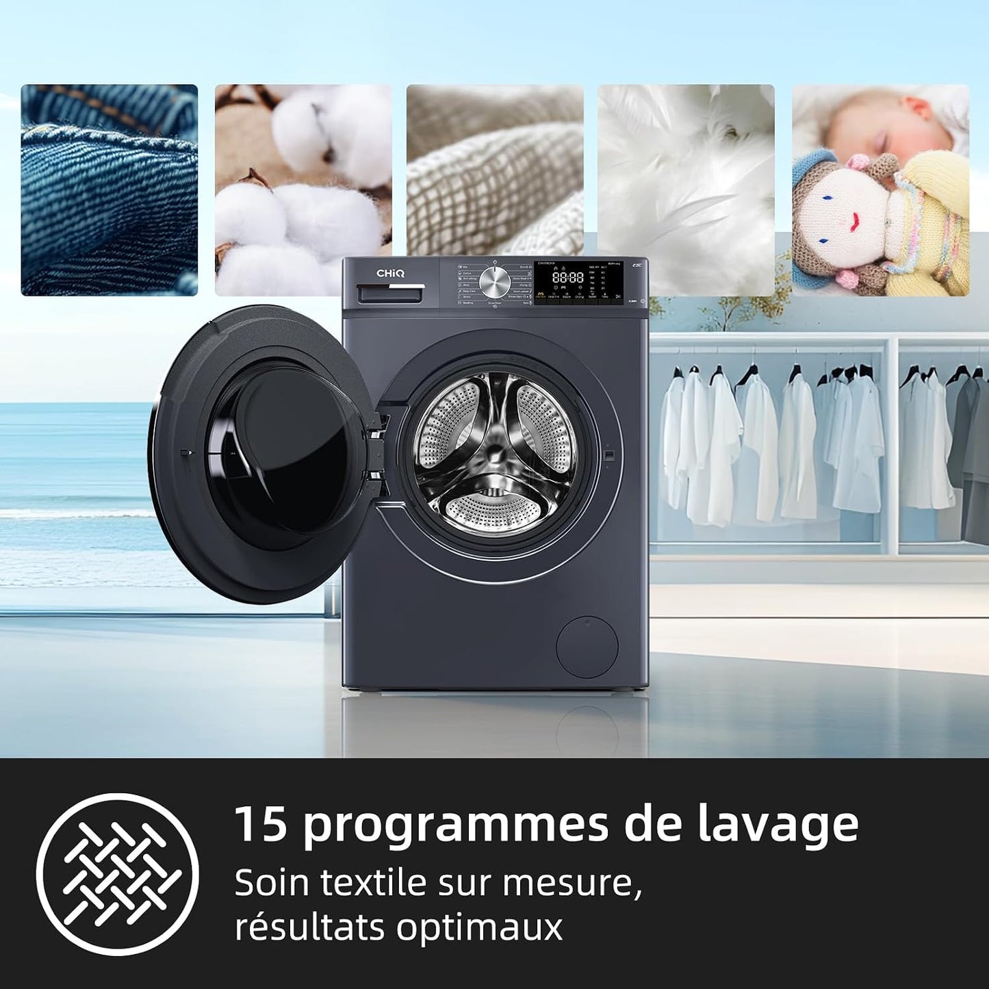 8/5Kg Lave-Linge Séchant Avec Classe A/D Pour Petit Foyer Gris | Lavage Vapeur, Programme Literie, Baby Care, Doudoune, Moteur Inverter, 1400 T/Min, 520Mm, 76Db, CW85862HX