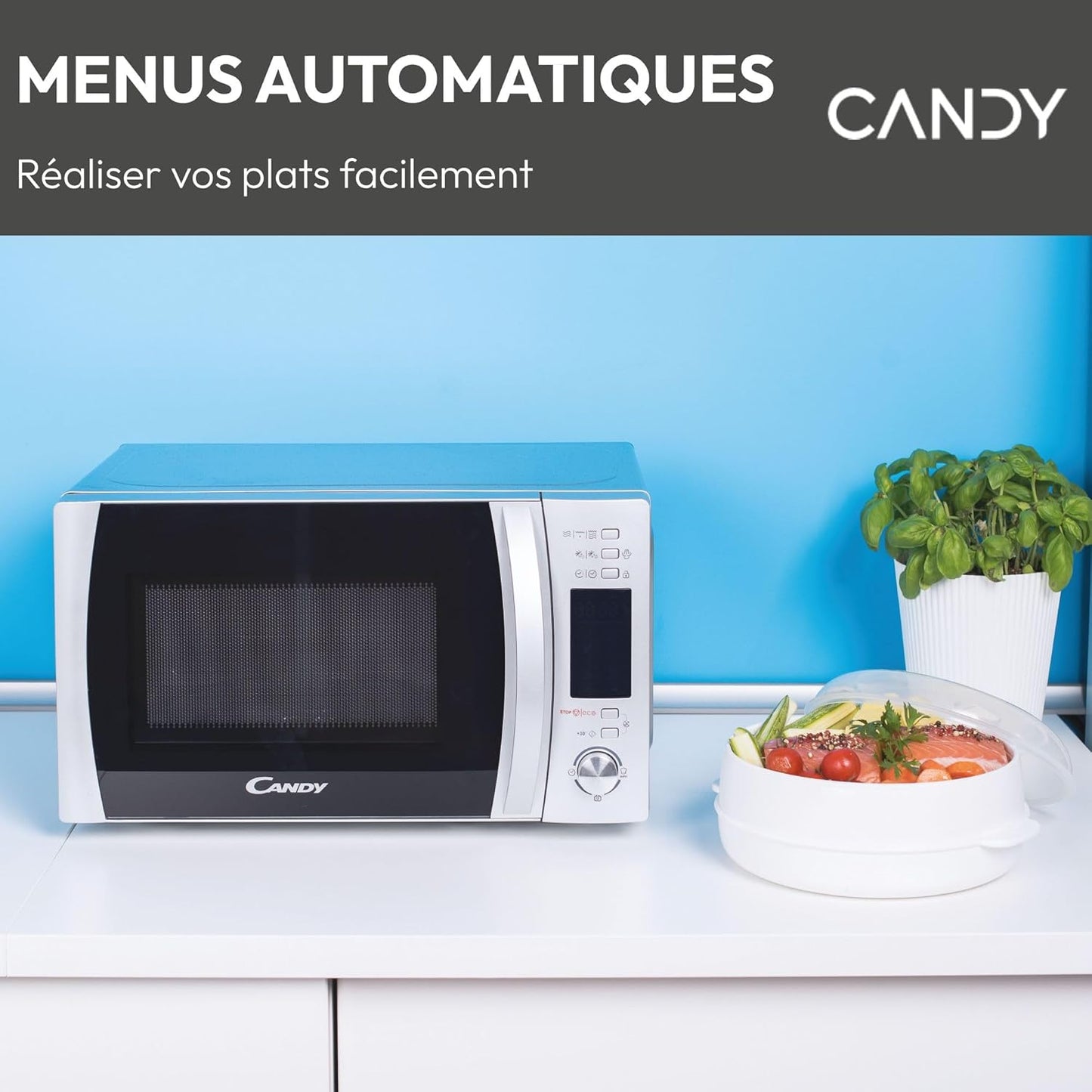 CMXG20DS Micro-Ondes, Puissant 700W + Puissance Grill 1000W, Capacité 20L, Ecran Numérique, Application Cook-In