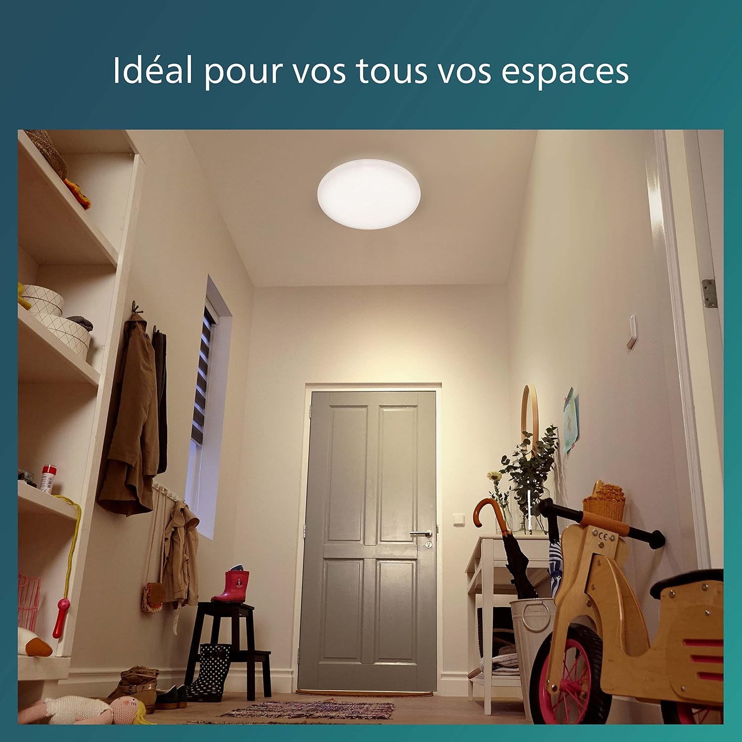 Lighting Plafonnier LED Shan 12W Avec Détecteur De Mouvement, Éclairage Blanc Froid 4000K, Blanc