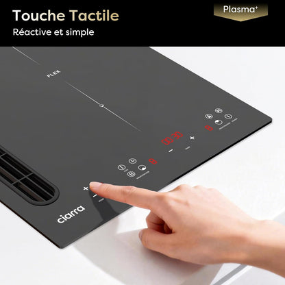 Plaque Induction Avec Hotte Intégrée 2 Feux Flexzone, Plasma Anti-Odeurs