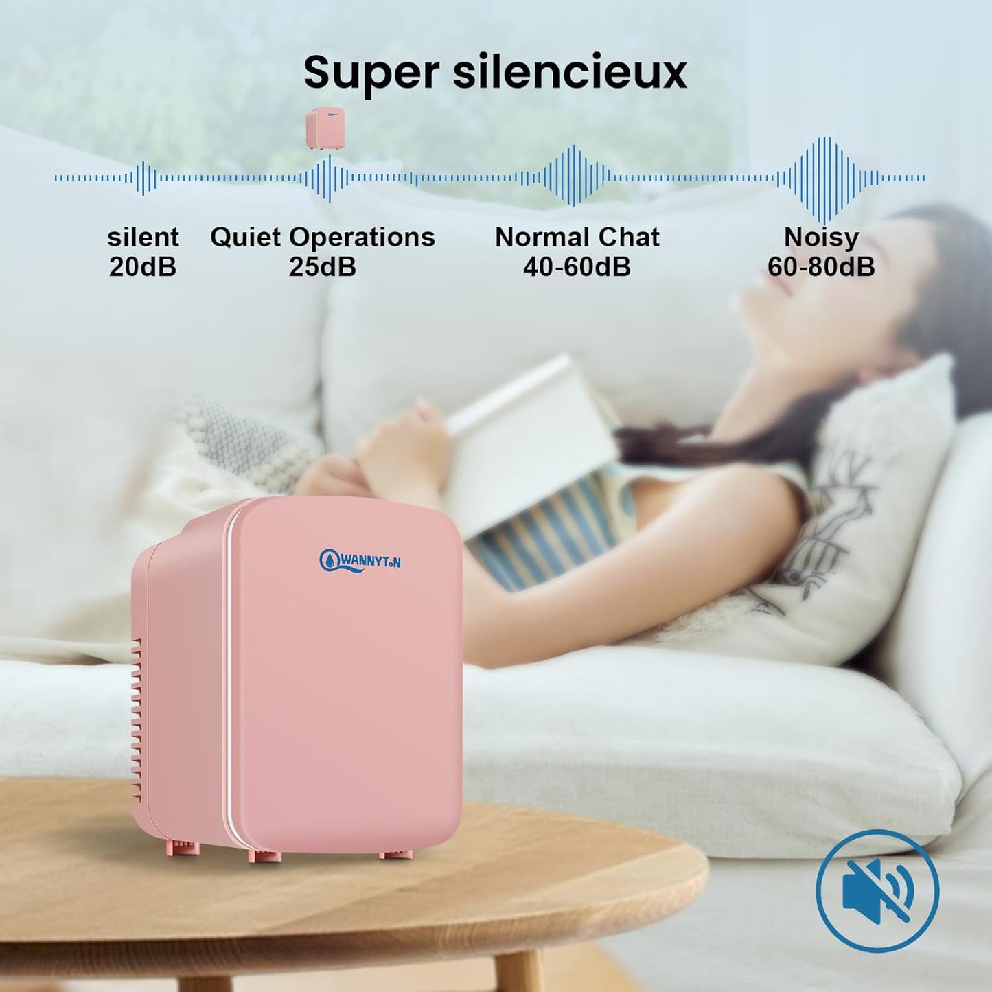 4L Mini Frigo, Petit Réfrigérateur Portable, Réfrigérateur Cosmétique, Frigo Mignon, Fonction Froid/Chaud Pour Bureau, Chambre, Voiture, Voyage, 220V/12V, Rose, 24,5X18,5X27Cm
