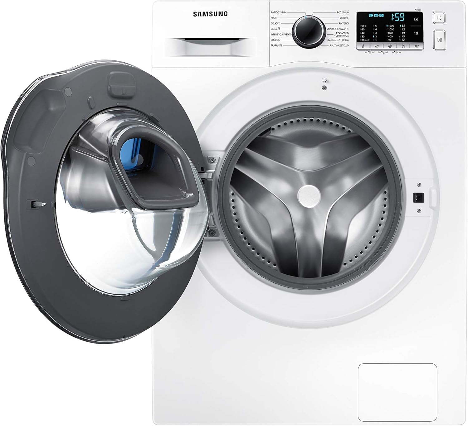 Addwash™ WW8NK52E0VW/ET Machine À Laver Slim Addwash™ WW8NK52E0VW/ET, Libre Installation, 8 Kg, 1200 Tr/Min, Classe C, Vapeur, Charge Avant, 60 L X 85 H X 45 P Cm