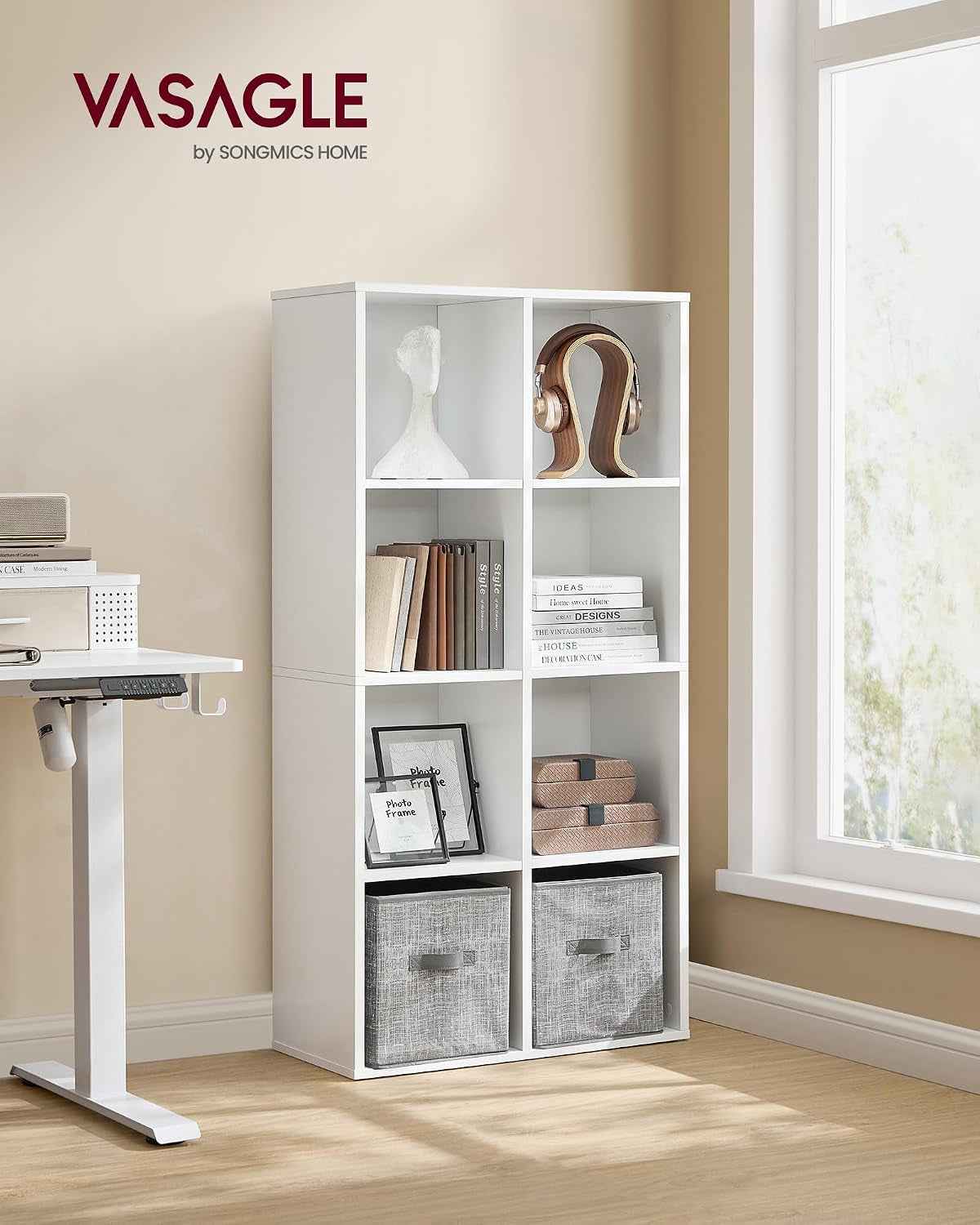 Custos Collection - Bibliothèque En Bois, Étagère De Rangement, Meuble De Rangement Cube, 65,8 X 30 X 130 Cm, 1 Pièce, Pour Salon Bureau, Blanc Custos LBC024WTV2