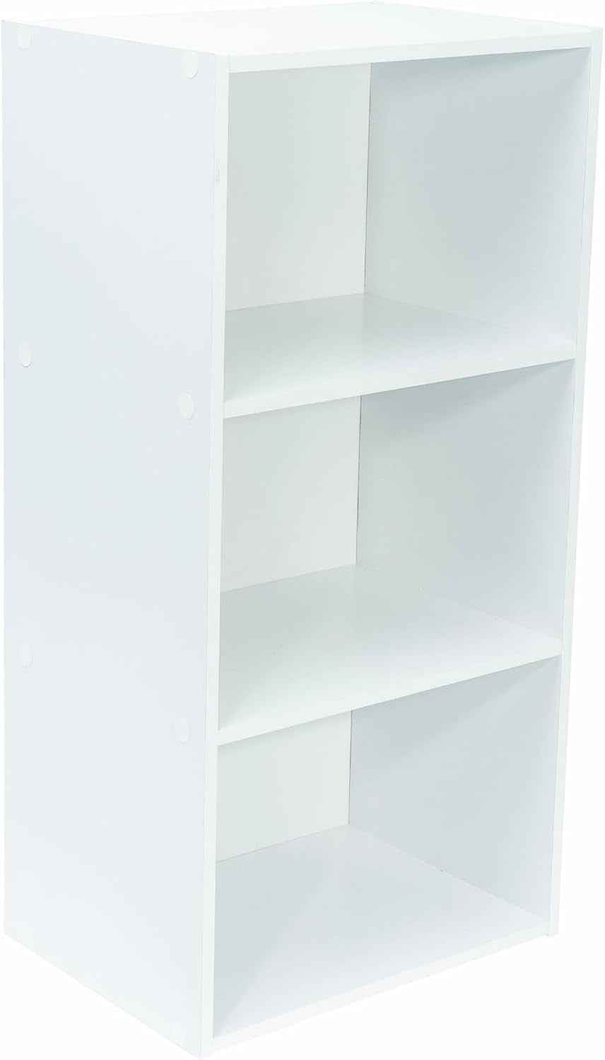 Meuble Blanc De Rangement - 3 Niches - Panneaux De Bois MDF - 80 X 40 X 29 Cm - Livré En Kit Avec Plan De Montage -