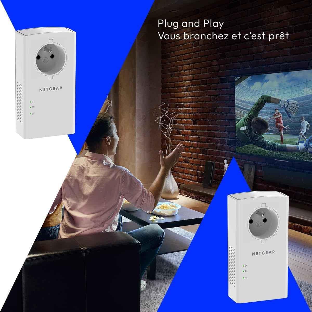 PLP2000-100FRS, CPL 2000 Mbps Avec 2 Ports Ethernet, Prise CPL Fibre Idéal Pour Avoir Internet Partout Dans La Maison Et Profiter Du Service Multi-Tv, Compatible Avec Toutes Les Box Internet
