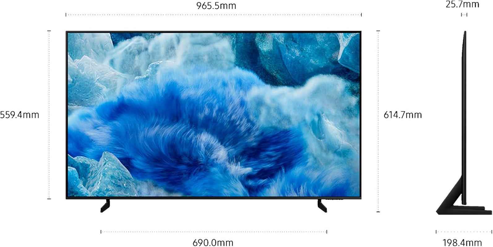 TV AI 43 Pouces QLED 43Q8F 4K Smart TV, Quantum Dots, Q4 AI Processor, Wifi, Airplay, HDR, Q-Symphony, OTS Lite, Knox Security, Gaming Hub, Bixby, Application Opérateurs Intégrées