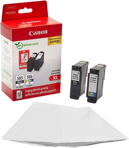 Canon PG-585XL + CL-586XL Fine Cartouches D'Encre D'Origine + Papier Photo | 10,3 Ml + 14,1 Ml D'Encre Véritable Et Papier Photo – Pour PIXMA Tr4755I, Ts3750I, Ts4150I, Ts6550I, Ts7650I Et plus Encore
