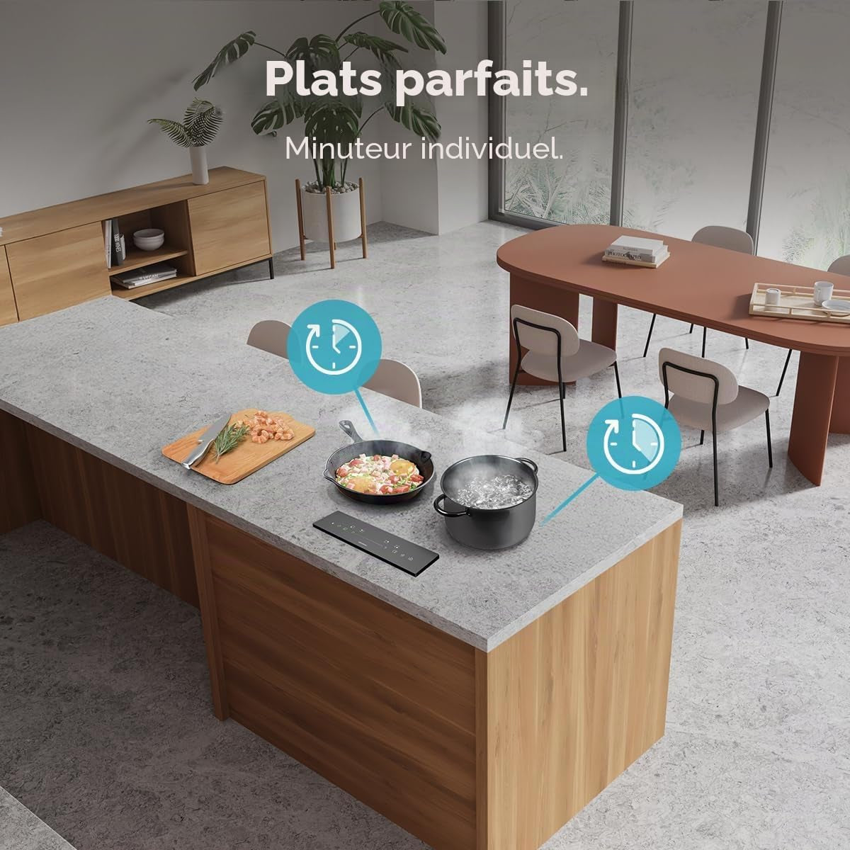 Plaques Invisibles Induction Bolero Squad I 4300 Invisible Fullflex | Puissance 7200 W, Télécommande Avec Slider, 4 Foyers Individuels Ou 2 Zones Flex, 9 Niveaux De Puissance, Fonction Booster