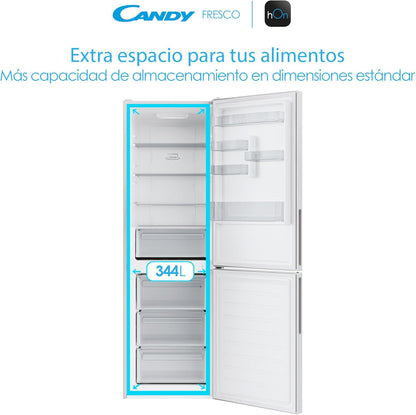 CCE4T618EW Réfrigérateur Combiné - Total Nofrost Circle+, 344L, Stockage Flexible, Wi-Fi, Étagères Safety Glass, Lumières LED, Portes Réversibles, 39 Dba, Classe E, Blanc