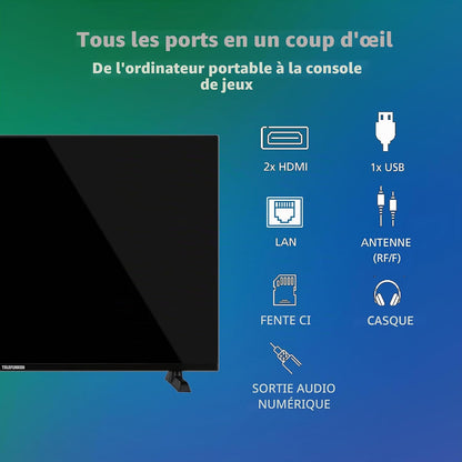 QLED VIDAA QF40VP750S Téléviseur Full HD 40" HDR Avec Triple Tuner Intégré LED Noir
