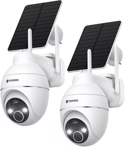 2K Camera Surveillance Wifi Exterieure Sans Fil Solaire, 360° PTZ | Caméra Extérieure Solaire, Avec Panneau Déporté 2M, Vision Nocturne Couleur, Détection PIR, Audio 2 Voies, 2,4 Ghz IP66