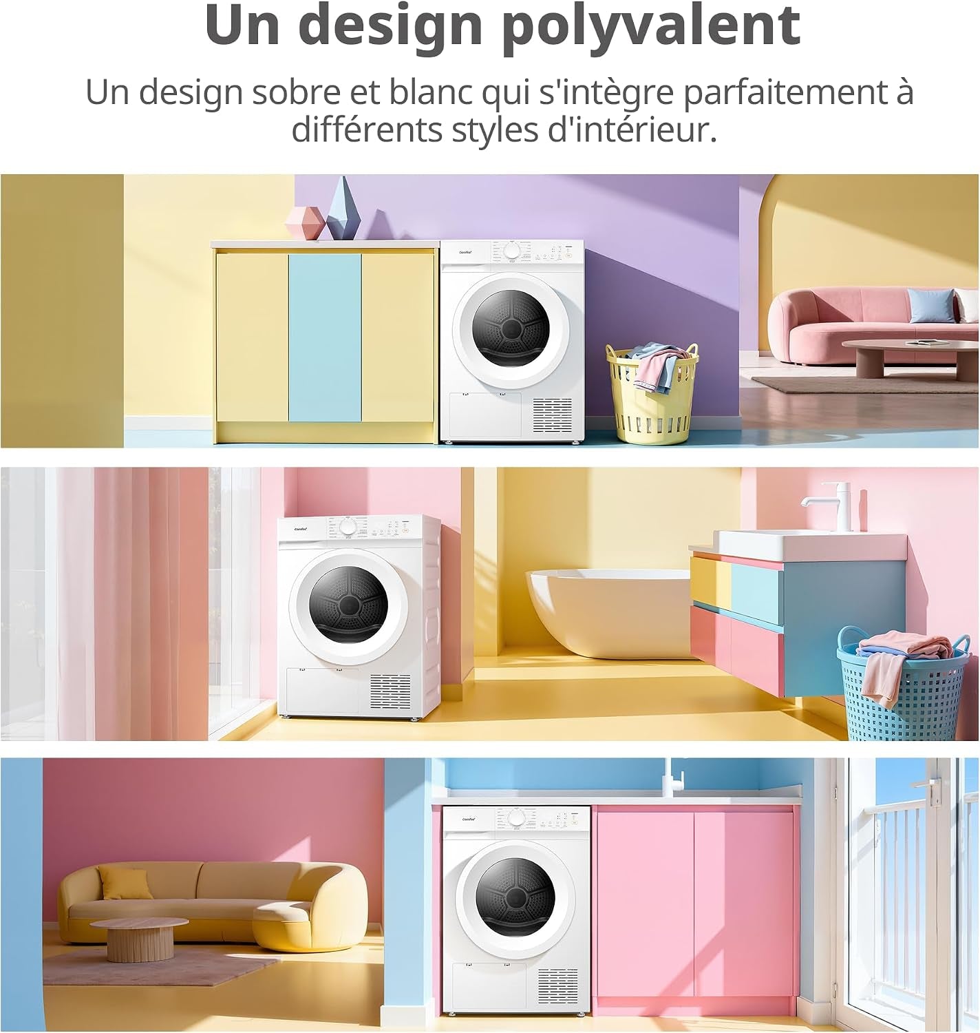 ' Sèche Linge Pompe À Chaleur 8KG Classe D Smart Dry CD08EHP05W | Séchage Rapide, Élimination Des Poils D'Animaux, 15 Programmes, Fonction Anti-Rides, Fonction Rafraîchissante, Blanc