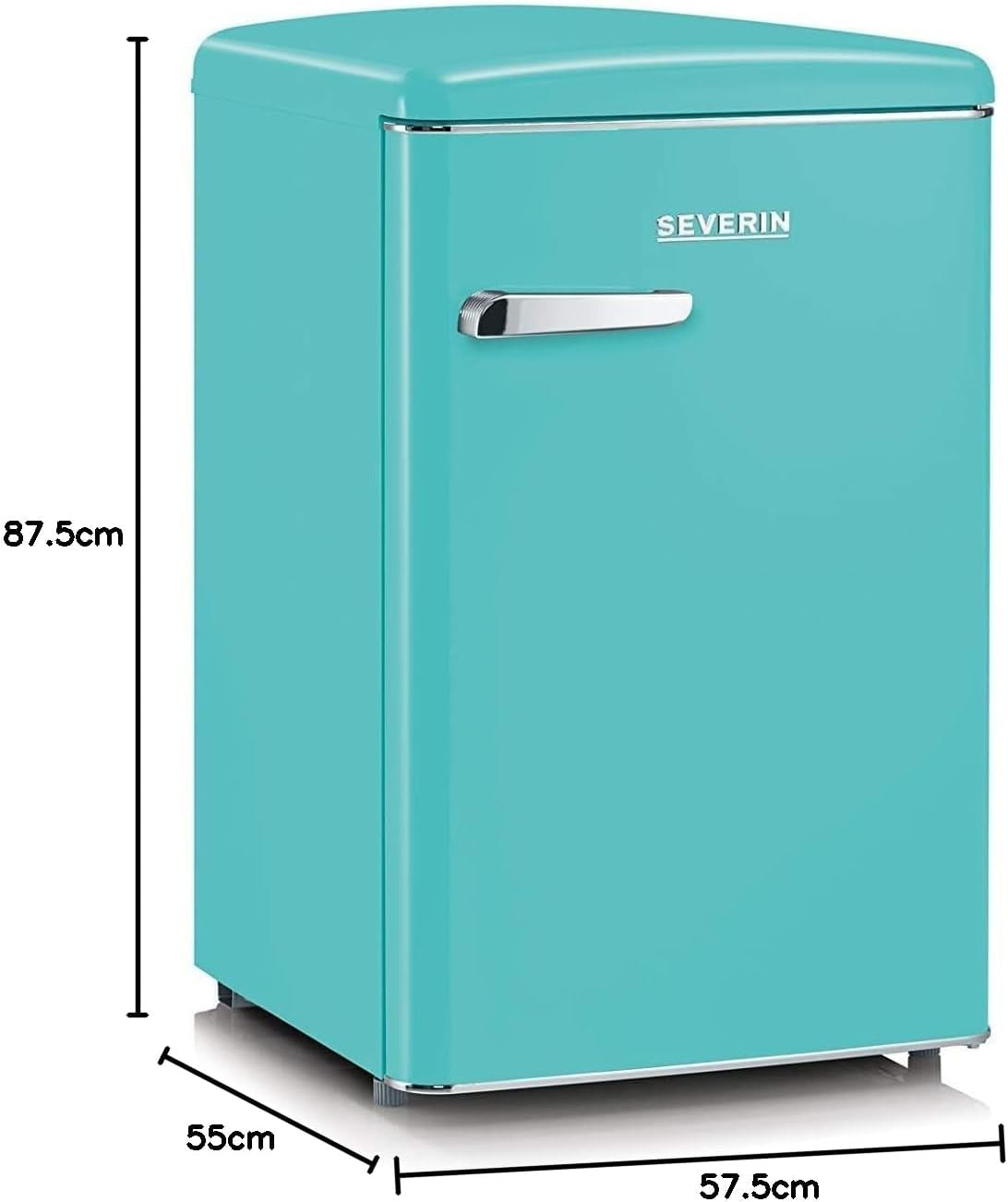 Réfrigérateur Congélateur, Pose Libre, Longueur 55 Cm, 108L, Classe D, 110 Kwh/An, 37 Db, Look Rétro, Turquoise, RKS 8834