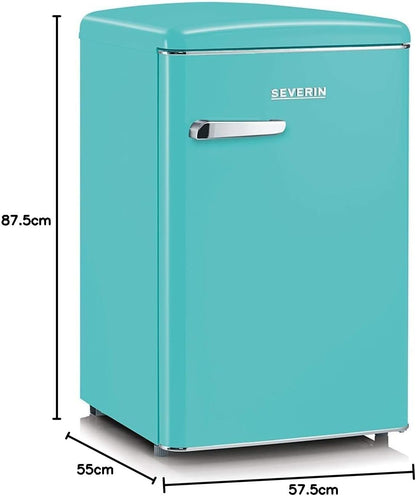 Réfrigérateur Congélateur, Pose Libre, Longueur 55 Cm, 108L, Classe D, 110 Kwh/An, 37 Db, Look Rétro, Turquoise, RKS 8834