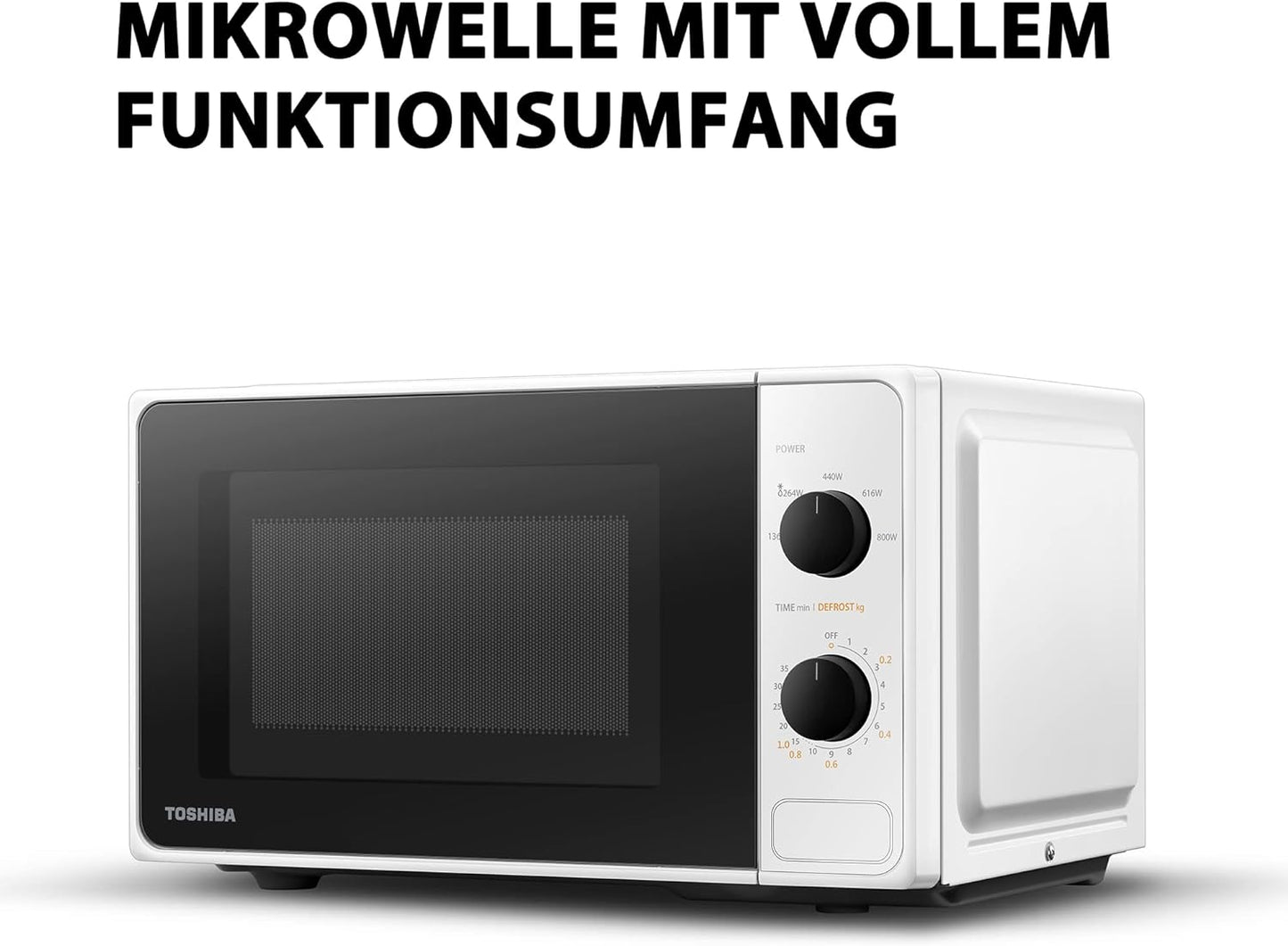 Micro-Ondes 20 L MM2-MM20PF(WH), 800W, 5 Niveaux De Puissance, Minuterie De Cuisine, Ampoule LED, Plateau Tournant Amovible, Dégivrage Facile, Blanc