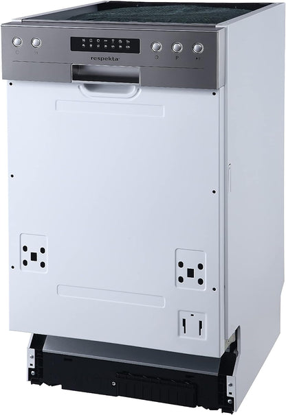 Respekta Lave-Vaisselle Semi-Intégré 45 Cm / Lave-Vaisselle Encastrable Avec Panier À Couverts Flexible / 6 Programmes / Départ Différé / 9 Couverts / Affichage LED / GSP45TIDM