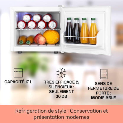 Mini Frigo De Chambre Pour Boissons, Petit Frigo Silencieux, Mini Bar Intérieur, Bières, Vins, Petit Refrigerateur Camping, 3 Niveaux De Refroidissement, Frigo Cosmetique, 0-15°C, 17L