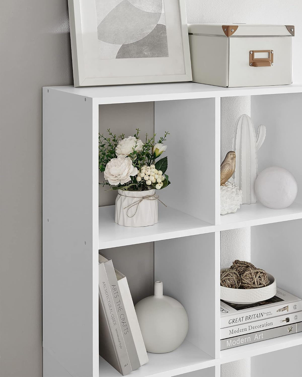 Bibliothèque, Meuble De Rangement, Étagère Sur 5 Niveaux | Pour Salon, Chambre, Bureau, Avec Compartiments Ouverts, 30 X 65,6 X 161,5 Cm, Blanc Nuage, CUSTOS Collection, LBC168T14V1