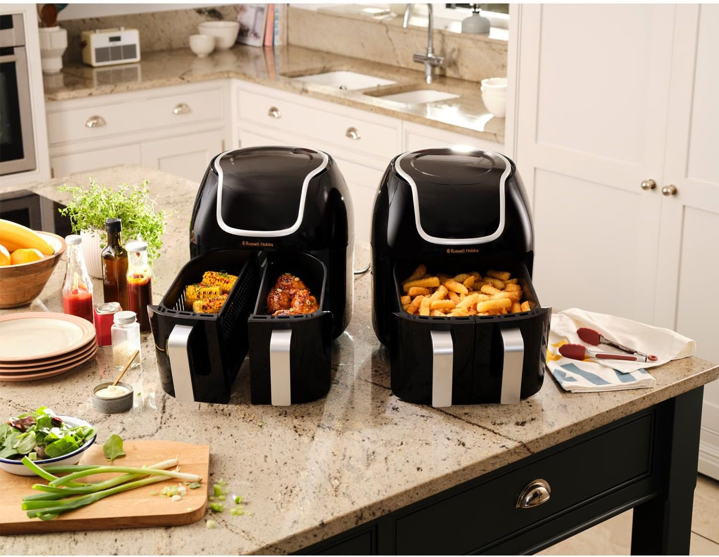 Air Fryer Double Tiroir [2 Paniers 4,25L Ou 8,5L Au Total ] Satisfry Snappi (8 En 1, Écran Tactile, Synchronisation Des Temps De Cuisson, Ajouts D'Aliments) Friteuse Sans Huile 27290-56