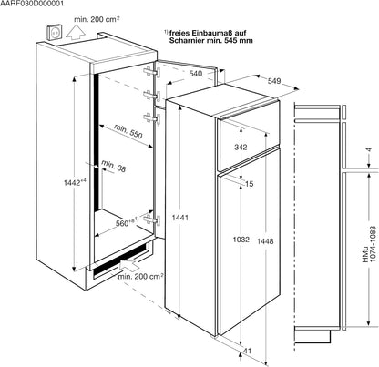Sds61400S0 Encastrable Réfrigérateur/Congélateur Classe D'Efficacité Énergétique a + + (Kühlen : 184 L/Gefrieren Porte : 40 L/Schlepp) Blanc