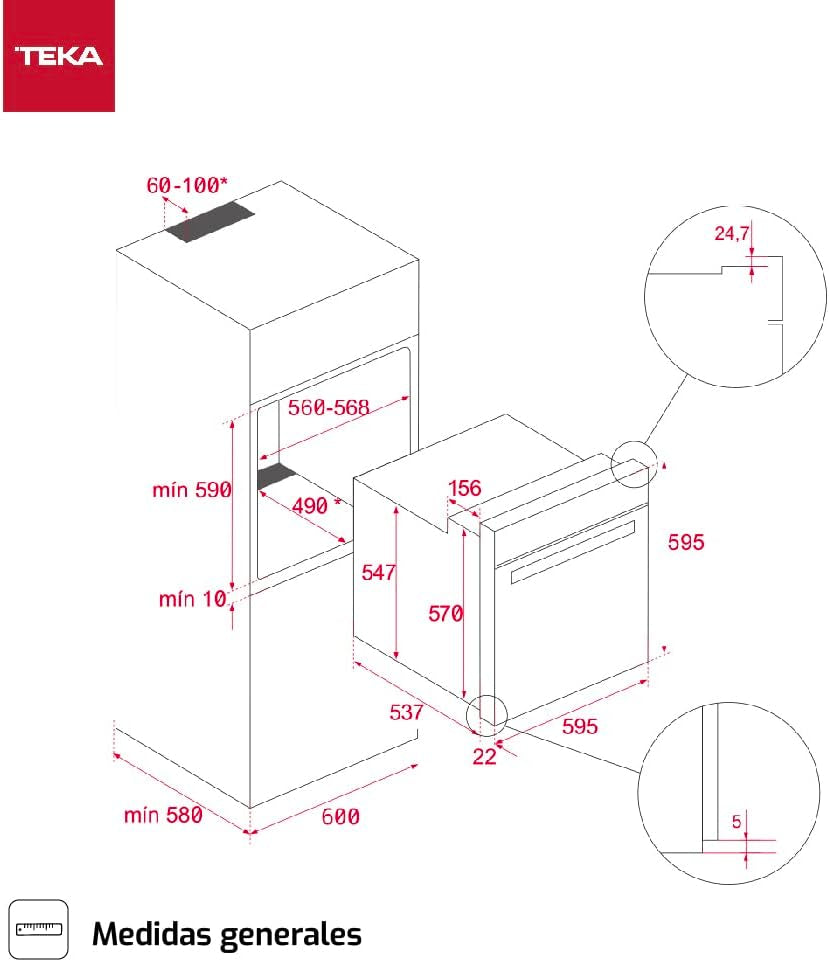 Teka PAL-41566020 Four Electrique/Encastrable/A/Refroidissement De Boîtier Vitre 4 Plaques