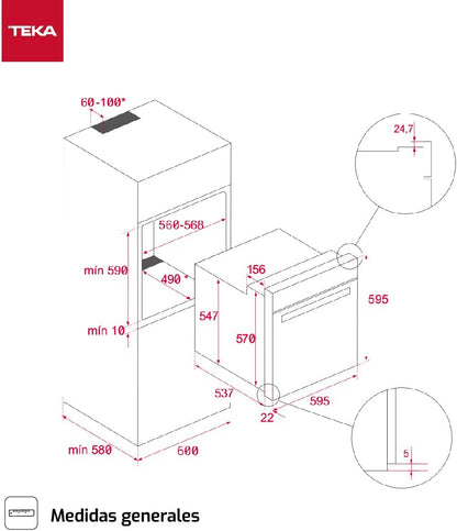 Teka PAL-41566020 Four Electrique/Encastrable/A/Refroidissement De Boîtier Vitre 4 Plaques