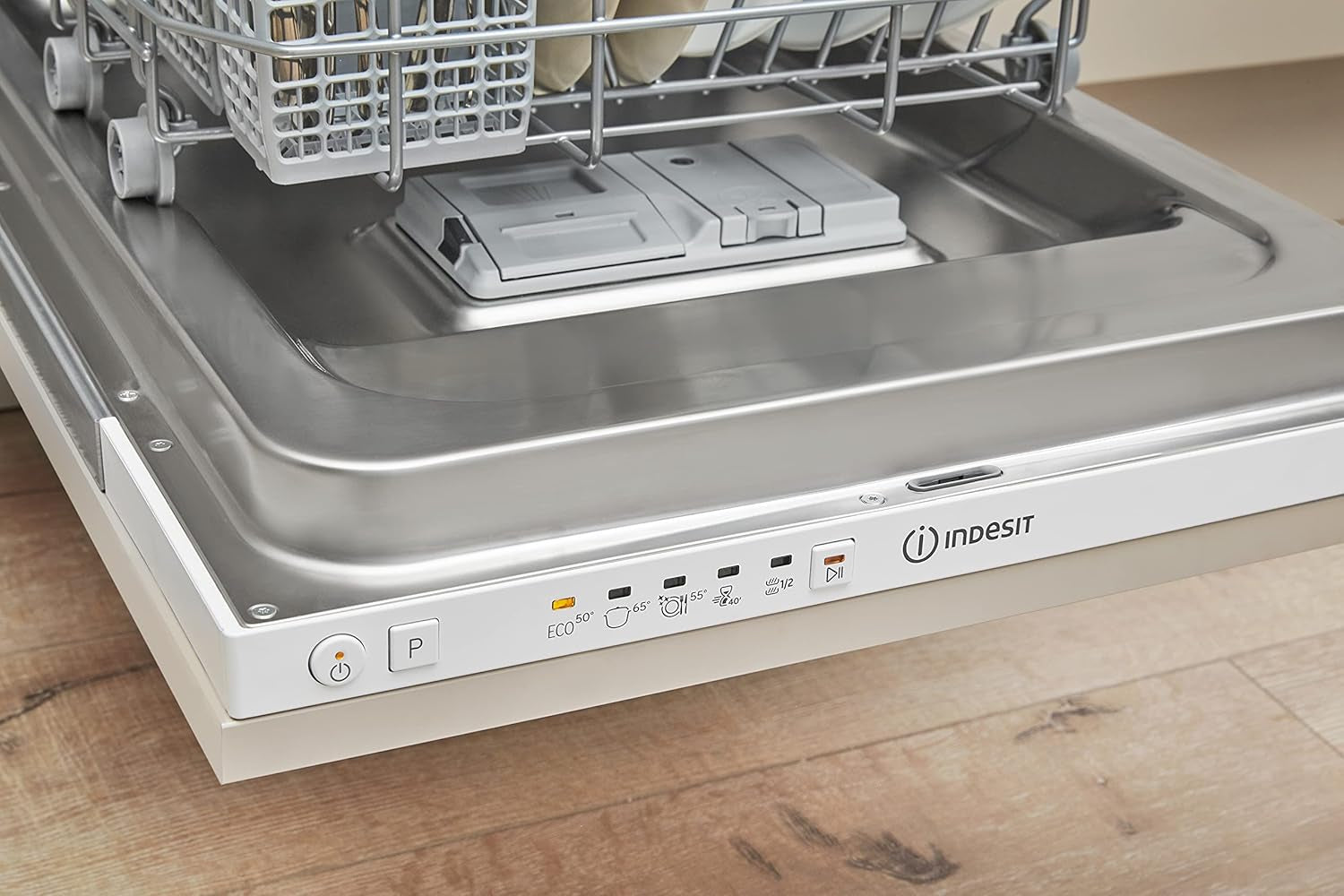 Indesit DSIE 2B10 Lave-Vaisselle Entièrement Intégré 10 Places A+ - Lave-Vaisselles (Entièrement Intégré, Blanc, Compact (45 Cm), Noir, Blanc, Boutons, Tactil, 1,3 M)
