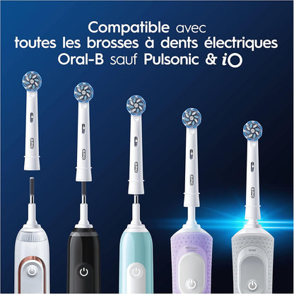 Brossettes De Rechange Sensitive Clean, Lot De 8, Blanches | Recharges Brosse À Dents Électrique Pro Avec Des Brins Ultra Doux Pour Les Gencives Saines, Emballage En Carton