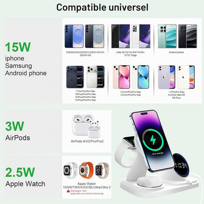 Chargeur Sans Fil 6 En 1 Pour Iphone Avec Enceinte Bluetooth,Station De Charge Rapide Pour Iphone 17/16/15/14/13/12/11/Pro/Max/Plus, Pour Apple Watch Et Airpods