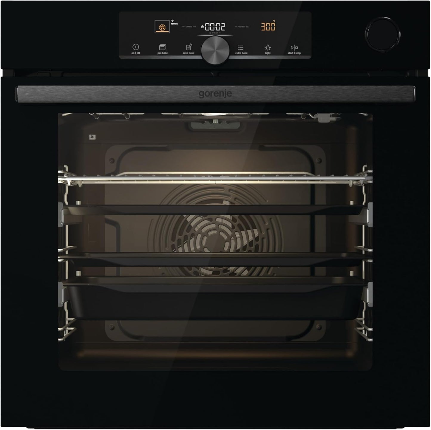 Optibake Advanced BSA 6747 A04BGWI Four Encastré/Wifi Connected / 77L / Air Chaud/Cataclean/Autobake/Touche/Extracteurs Télescopiques/Steamassist/Pizzamode 300°C/Noir