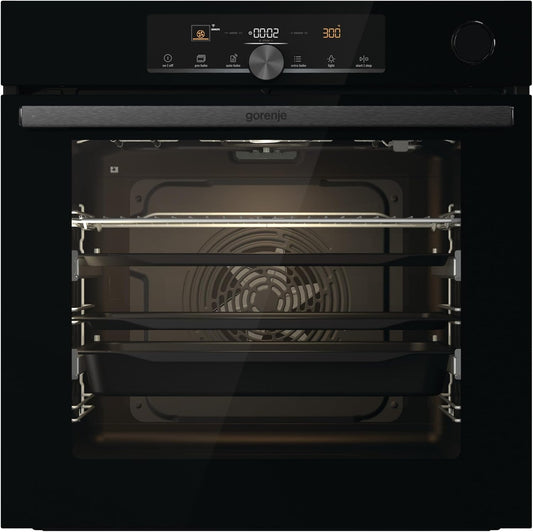 Optibake Advanced BSA 6747 A04BGWI Four Encastré/Wifi Connected / 77L / Air Chaud/Cataclean/Autobake/Touche/Extracteurs Télescopiques/Steamassist/Pizzamode 300°C/Noir